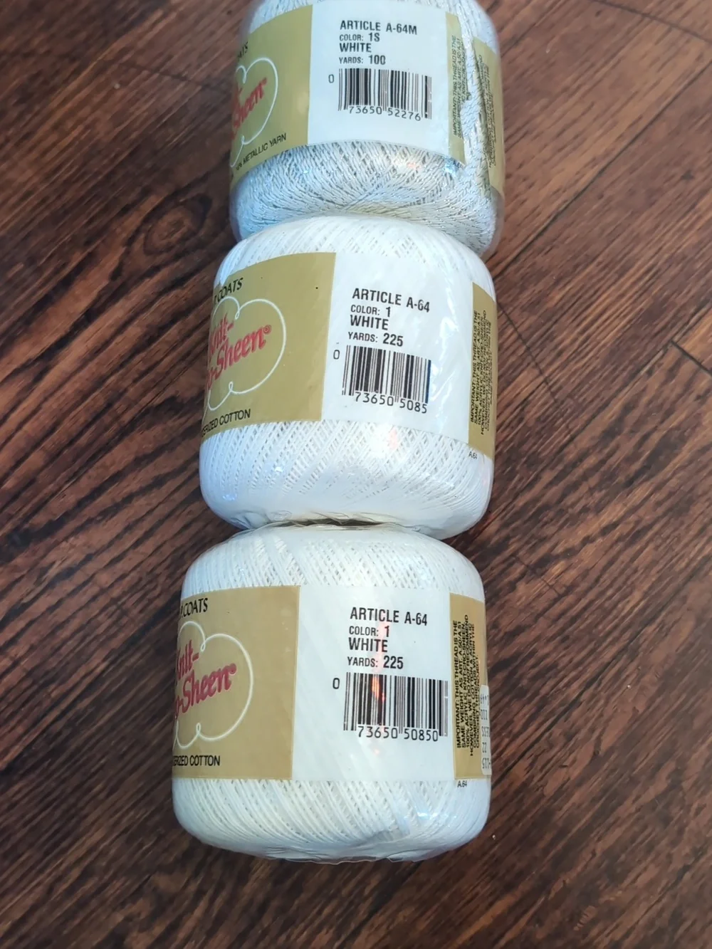 South Maid 100% Mercerized Cotton Crochet Thread White yd (Lot of 8) Mix Lot - Picture 3 of 7